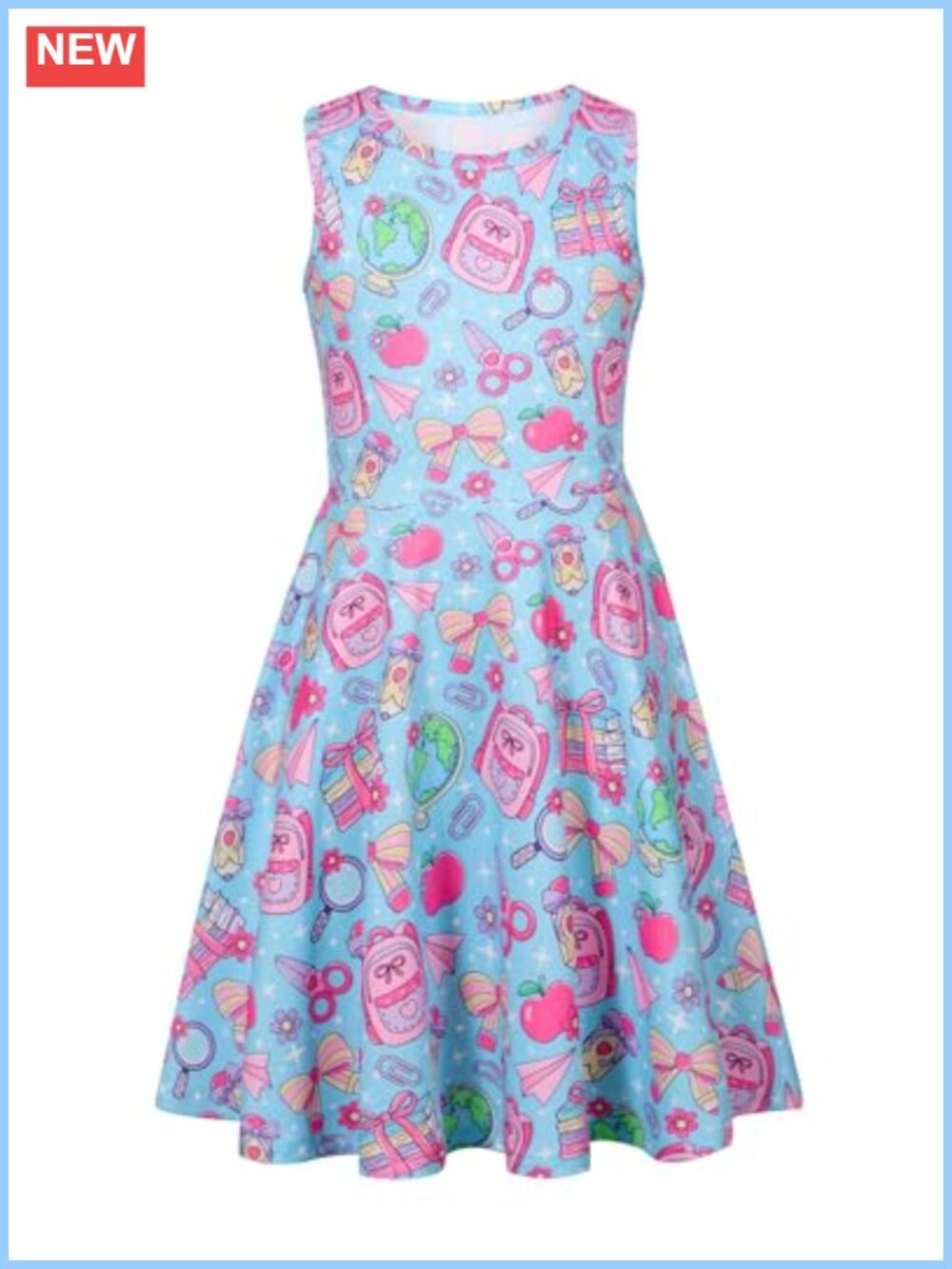 Girls Sleeveless Floral Sundress Casual Princess Dress Polyester